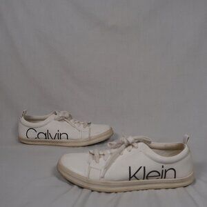 Calvin Klein Madie Women's White Logo Sneakers - Size 9.5 | Good Condition